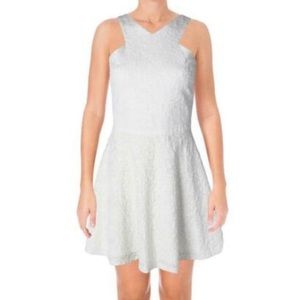 Bloomingdale’s Aqua Scuba Skater Dress in White size Large